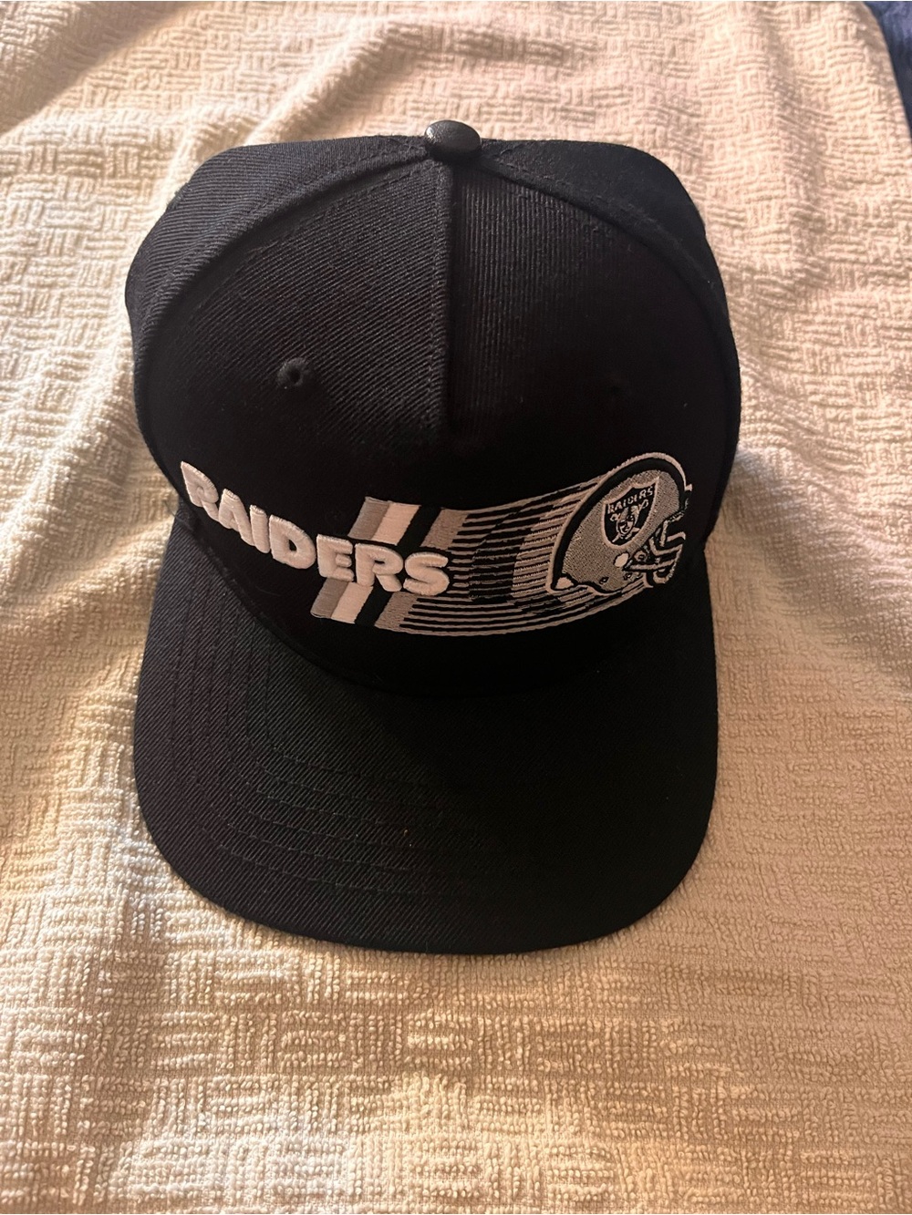 Raiders Black Logo Adjustable Snapback Hat